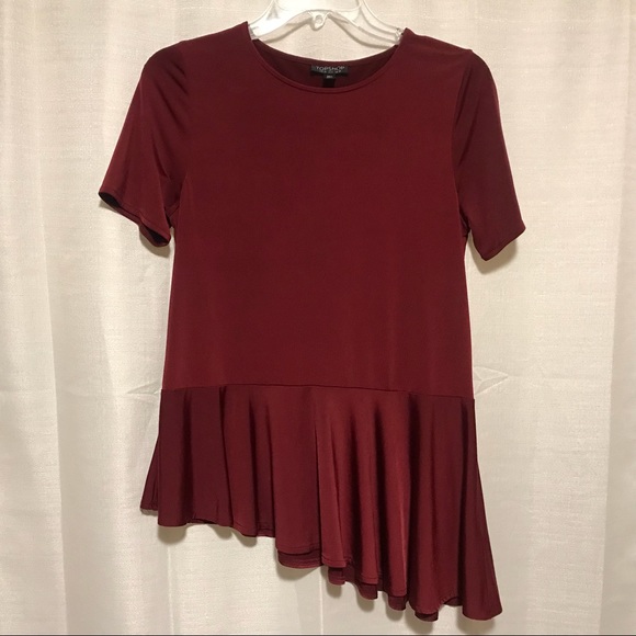 Topshop Tops - Topshop Burgundy Short Sleeve Blouse-Size 6